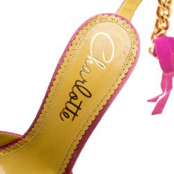 Pre Owned صندل شارلوت أوليمبيا بحزام كاحل سلسلة ساتان وردي مقاس 40