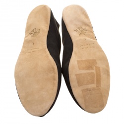 Pre Owned Charlotte Olympia Black Satin Cat Nap Slipper Set L