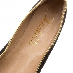 Pre Owned Charlotte Olympia Black Satin Cat Nap Slipper Set L