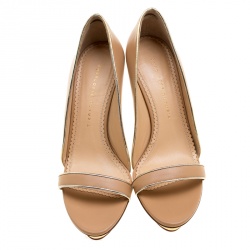 Charlotte Olympia Beige Leather Christine Open Toe Sandals Size 41