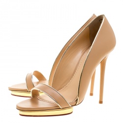 Charlotte Olympia Beige Leather Christine Open Toe Sandals Size 41