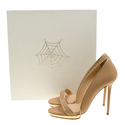 Charlotte Olympia Beige Leather Christine Open Toe Sandals Size 41