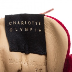 Charlotte Olympia Red Velvet Work It! Sneakers Size 37