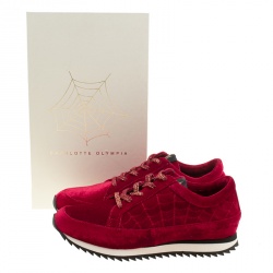 Charlotte Olympia Red Velvet Work It! Sneakers Size 37