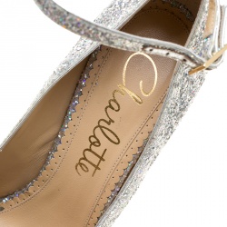 Pre Owned Charlotte Olympia Two Tone Glitter Kiss Me Dolores! Ankle Strap Platform Pumps Size 40