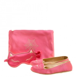 Pre Owned Charlotte Olympia Pink Satin Cat Nap Slipper Set S