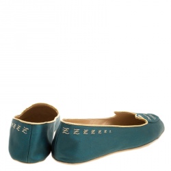 Pre Owned حذاء سليبر شارلوت أوليمبيا كات ناب ساتان أخضر L