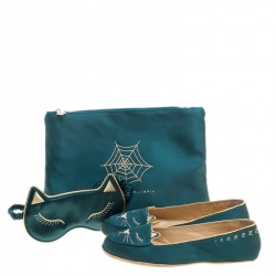 Pre Owned حذاء سليبر شارلوت أوليمبيا كات ناب ساتان أخضر L