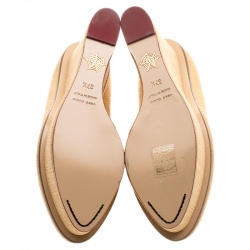 Pre Owned حذاء كعب عالي شارلوت أوليمبيا نعل سميك روكس كارمن رافيا بيج مقاس 37.5