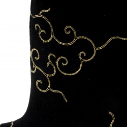 Pre Owned Charlotte Olympia Black Embroidered Suede Betsy Pointed Toe Ankle Boots Size 37.5