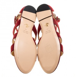 Pre Owned صندل غلادياتور شارلوت أوليمبيا وان مور كيس سويدي أحمر غارنت مقاس 38.5