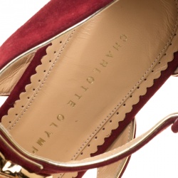 Pre Owned صندل غلادياتور شارلوت أوليمبيا وان مور كيس سويدي أحمر غارنت مقاس 38.5