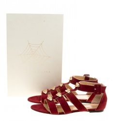 Pre Owned صندل غلادياتور شارلوت أوليمبيا وان مور كيس سويدي أحمر غارنت مقاس 38.5