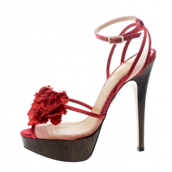 Pre Owned صندل شارلوت أوليميبيا نعل سميك مقدمة مفتوحة بوملاين سويدي وPVC وردي مقاس 40