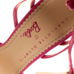 Pre Owned صندل شارلوت أوليميبيا نعل سميك مقدمة مفتوحة جلد وردي وشبكة بوملاين مقاس 38.5