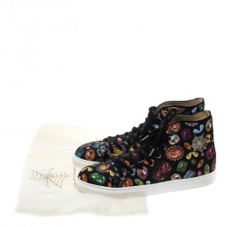 Charlotte Olympia Multicolor Jewel Print Canvas High Top Sneakers Size 39.5