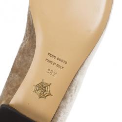 Pre Owned Charlotte Olympia Velvet Sleeping Kitty Flats Size 38.5