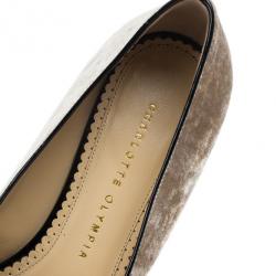 Pre Owned Charlotte Olympia Velvet Sleeping Kitty Flats Size 38.5