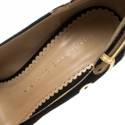 Pre Owned Charlotte Olympia Two Tone Suede Giddy Up Pumps Size 35.5