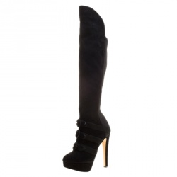 Pre Owned Charlotte Olympia Black Suede Alda Over The Knee Platform Boots Size 37