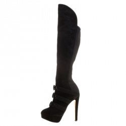 Pre Owned Charlotte Olympia Black Suede Alda Over The Knee Platform Boots Size 37