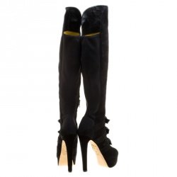 Pre Owned Charlotte Olympia Black Suede Alda Over The Knee Platform Boots Size 37