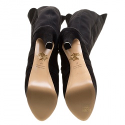 Pre Owned Charlotte Olympia Black Suede Alda Over The Knee Platform Boots Size 37