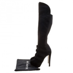 Pre Owned Charlotte Olympia Black Suede Alda Over The Knee Platform Boots Size 37