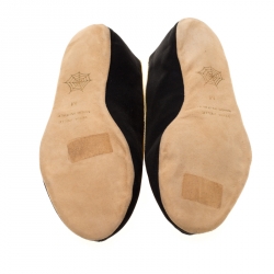 Pre Owned Charlotte Olympia Black Satin Cat Nap Slipper Set M