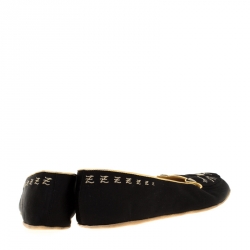Pre Owned Charlotte Olympia Black Satin Cat Nap Slipper Set M