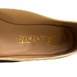 Pre Owned Charlotte Olympia Black Satin Cat Nap Slipper Set M