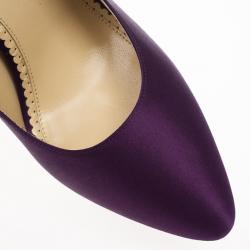 Pre Owned Charlotte Olympia Purple Paloma Fan-pleat Satin Pumps Size 41