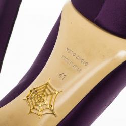 Pre Owned Charlotte Olympia Purple Paloma Fan-pleat Satin Pumps Size 41