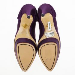 Pre Owned Charlotte Olympia Purple Paloma Fan-pleat Satin Pumps Size 41