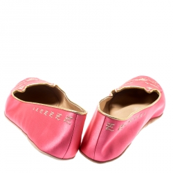 Pre Owned Charlotte Olympia Pink Satin Cat Nap Slipper Set L