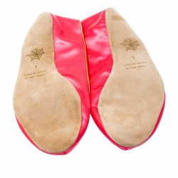 Pre Owned Charlotte Olympia Pink Satin Cat Nap Slipper Set L
