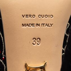 Pre Owned Charlotte Olympia Black Suede Midnight Dolly Bat Embroidered Platform Pumps Size 39