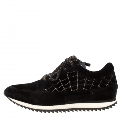 Charlotte Olympia Black Velvet Work It! Sneakers Size 40