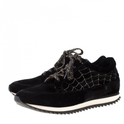 Charlotte Olympia Black Velvet Work It! Sneakers Size 40