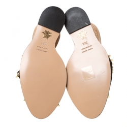 Pre Owned Charlotte Olympia Black Suede Gail Floral Embroidered Open Toe Wedge Sandals Size 39.5