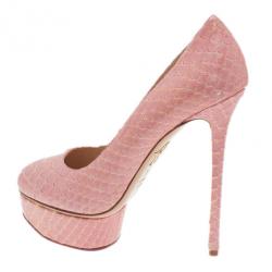 Pre Owned Charlotte Olympia Pink Python Priscilla Platform Pumps Size 40