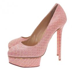 Pre Owned Charlotte Olympia Pink Python Priscilla Platform Pumps Size 40