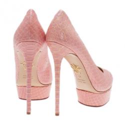 Pre Owned Charlotte Olympia Pink Python Priscilla Platform Pumps Size 40