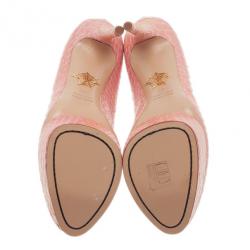 Pre Owned Charlotte Olympia Pink Python Priscilla Platform Pumps Size 40