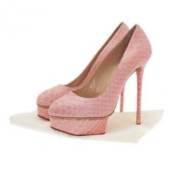 Pre Owned Charlotte Olympia Pink Python Priscilla Platform Pumps Size 40