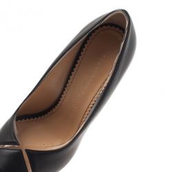 Pre Owned Charlotte Olympia Black Leather PVC Trimmed Natalie Pumps Size 38