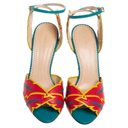Charlotte Olympia Multicolor Leather Navajo Ankle Strap Sandals Size 39