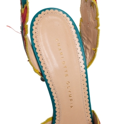 Charlotte Olympia Multicolor Leather Navajo Ankle Strap Sandals Size 39