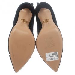 Pre Owned Charlotte Olympia Black Suede PVC Trimmed Natalie Pumps Size 40