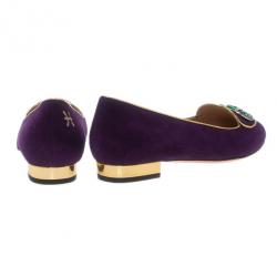 Pre Owned Charlotte Olympia Purple Suede Pisces Smoking Slippers Size 40